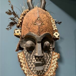 Handcrafted Tribal Mask with Black and Brown Accents